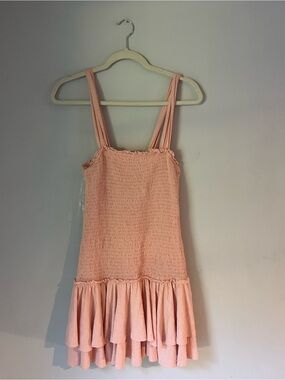 American Eagle Outfitters Peach Ruffle Hem Mini Dress